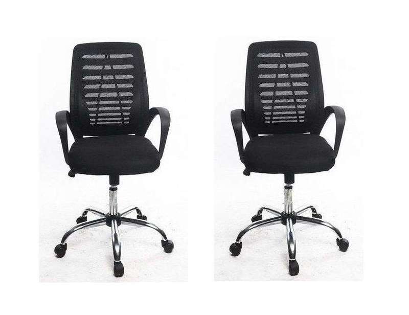 SMTE Office Chairs -Ergonomic Midback Pack of 2 ?Black Colour with keychain