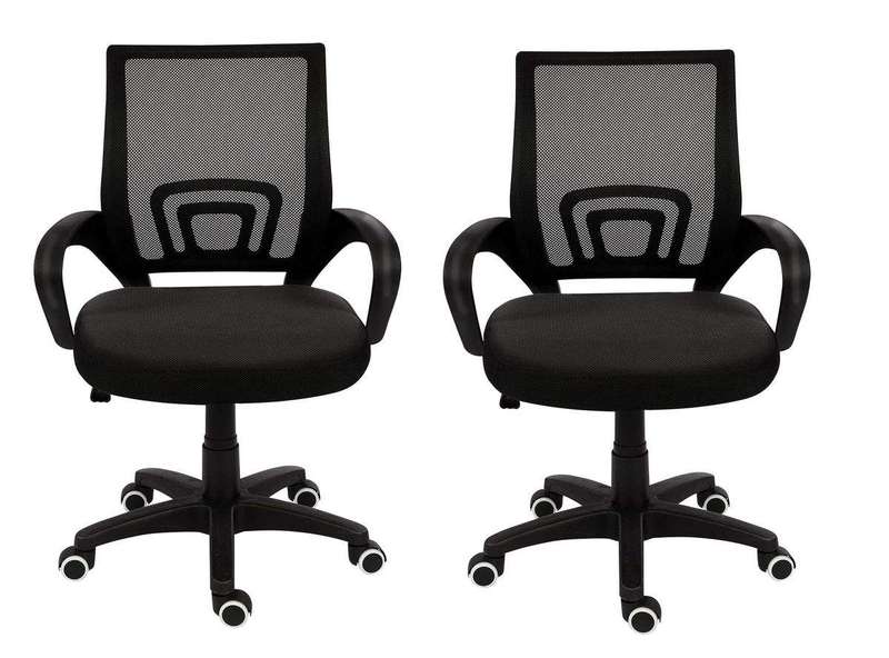 SMTE Office Chairs Ergonomic Mid-Back -2 Pack ?Black Colour with keychain