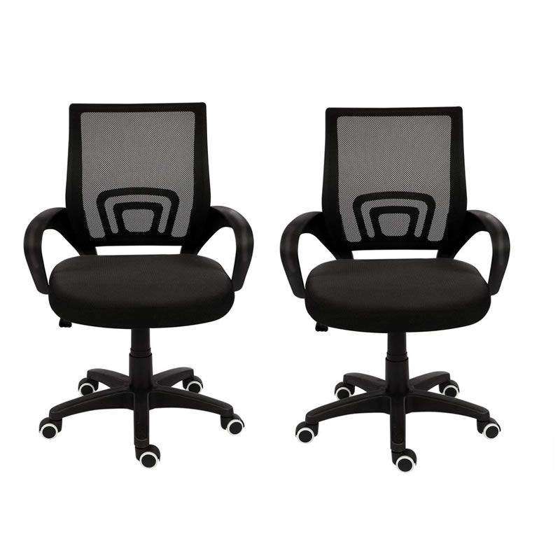 SMTE Office Chairs Ergonomic Mid-Back -2 Pack ?Black Color with keychain