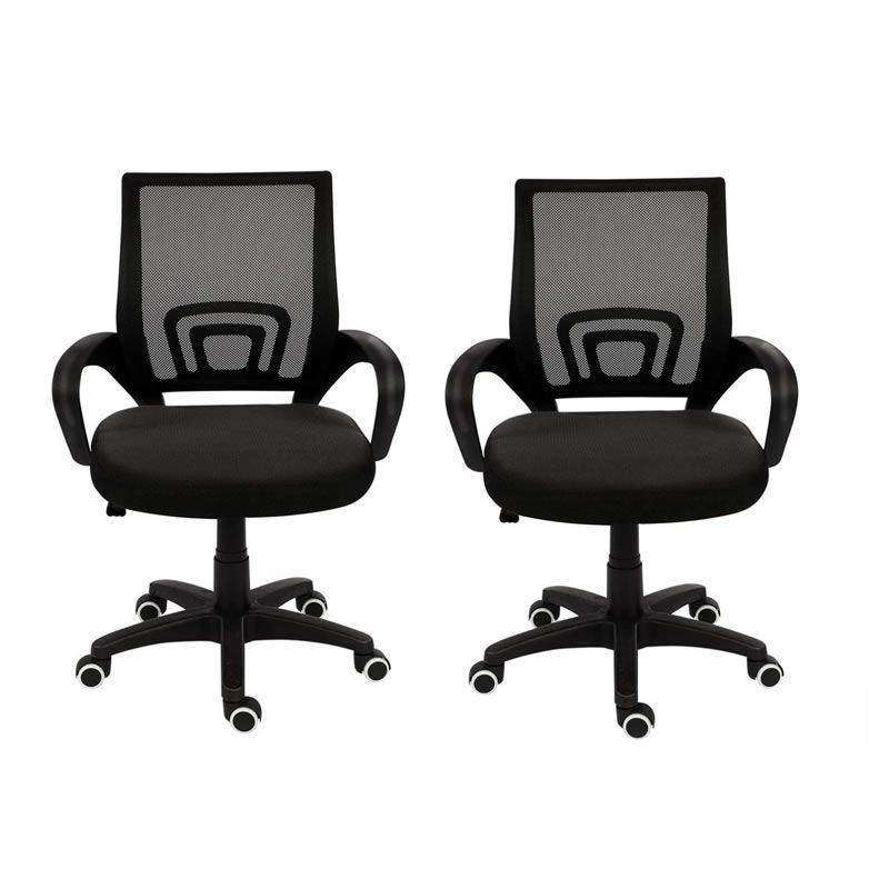 SMTE Office Chairs Ergonomic Mid-Back -2 Pack -Black Color with keychain