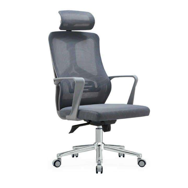 SMTE Office Chairs - Mesh High Back Swivel with Headrest - Grey Colour with keychain