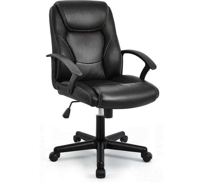 SMTE Office Chairs - Faux Leather Swivel Premium - Black Colour with keychain