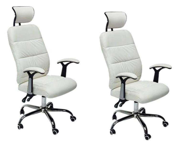 SMTE Office Chairs - Executive Mid-Back Ergonomic - 2-Pack - White Colour with keychain