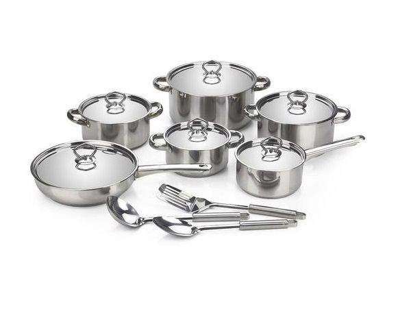 SMTE Chukbok 15 Piece Heavy Bottom Stainless Steel Cookware Set with keychain