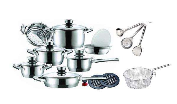 SMTE 21-Piece Limited Edition Stainless Steel Induction Ready Cookware Set with keychain