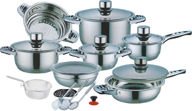 SMTE Leopard 21 Piece Cookware Set- Steel with keychain