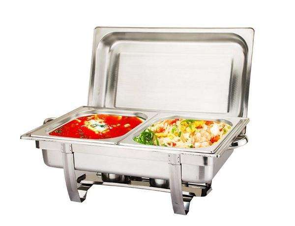 SMTE Stainless Steel 11 Liter Dual Tray Chafing Dish - Food Warmer with keychain