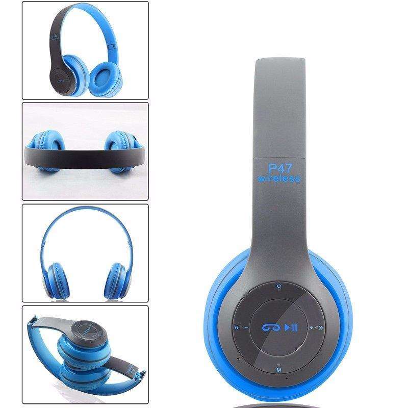 SMTE P47 AM/FM Stereo Bluetooth Headphone - Blue with keychain
