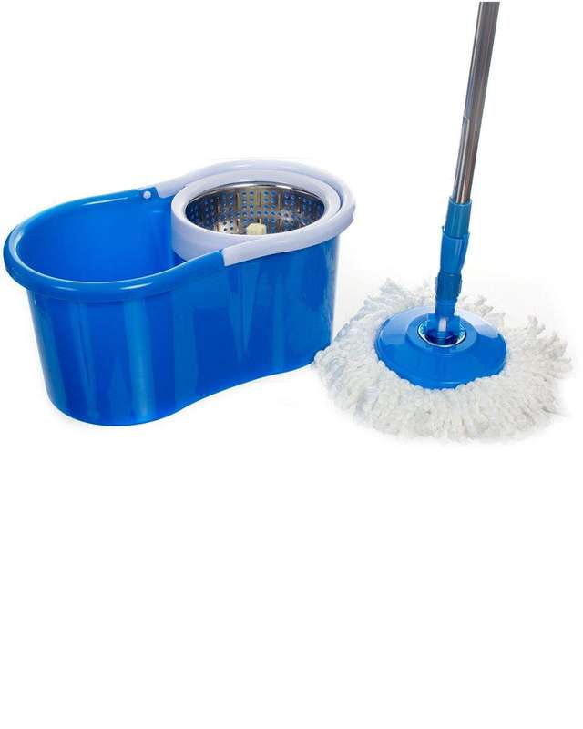 SMTE Hazlo 360 Rotating Spin Magic Mop + Cleaner Bucket + 2 Mop Heads with keychain