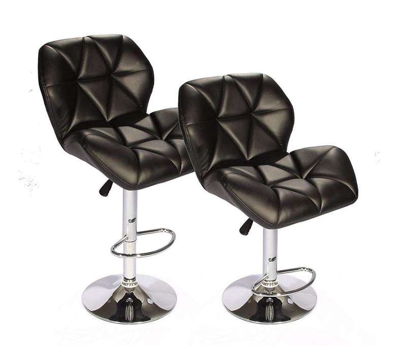 SMTE Hazlo Set of 2 Adjustable Kitchen Bar Stools - Black with keychain