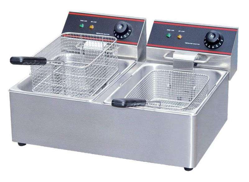 SMTE Electric Basket Chips Fryer with Double Tank - 10L with keychain