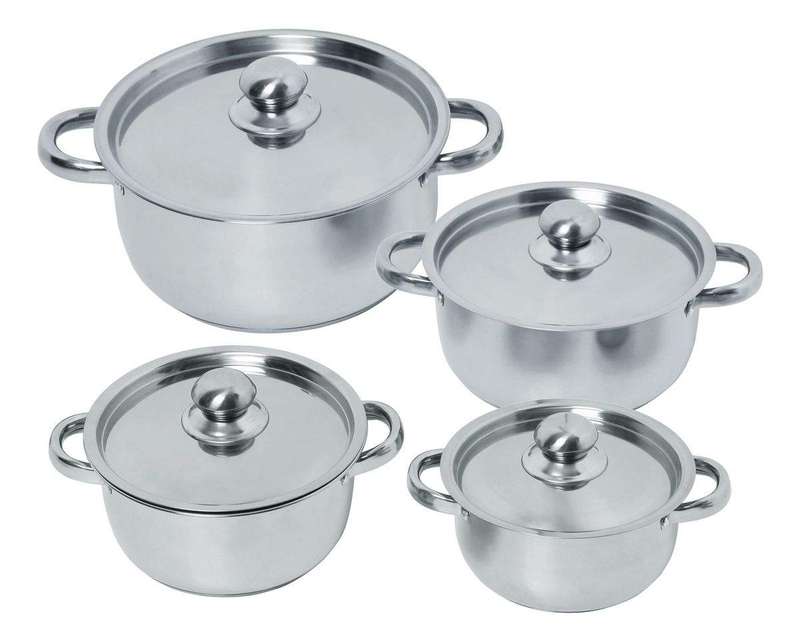 SMTE 8 Piece Stainless Steel Cookware Set with keychain