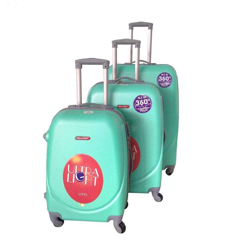 SMTE 3 Piece Lightweight Luggage Set - Apple Green - Apple Green with keychain