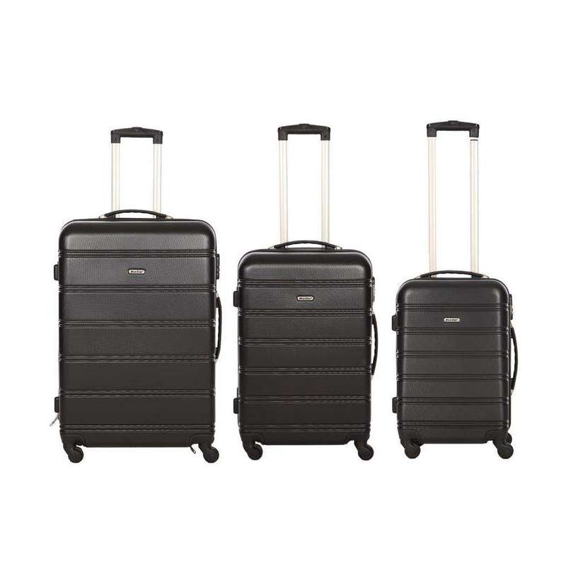 SMTE 3 Piece Premium Luggage Set - Black with keychain