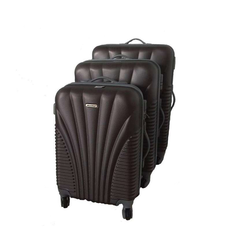 SMTE 3 Piece Blue Star Luggage Set - Blue - Black with keychain