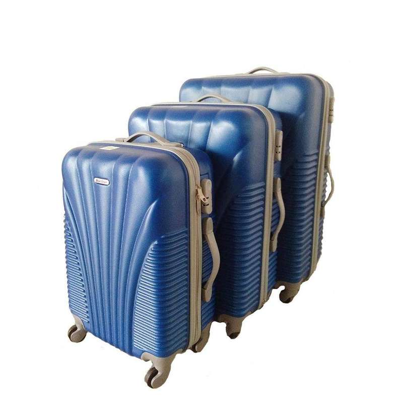 SMTE 3 Piece Blue Star Luggage Set - Blue - Blue with keychain