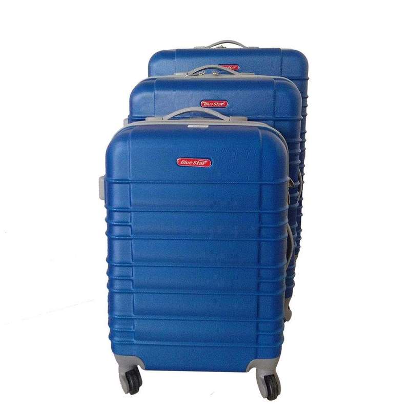 SMTE 3 Piece Holiday Luggage Set - Black - Blue with keychain