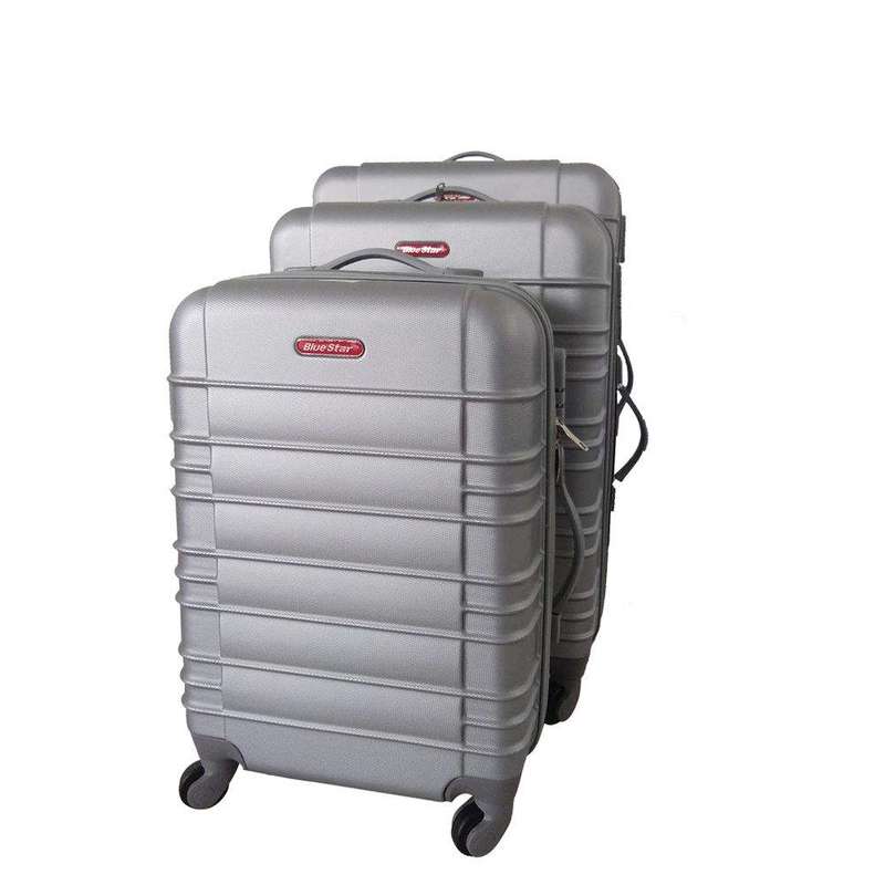 SMTE 3 Piece Holiday Luggage Set - Black - Silver with keychain