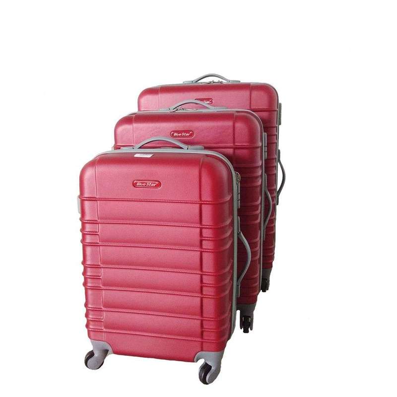 SMTE 3 Piece Holiday Luggage Set - Black - Red with keychain