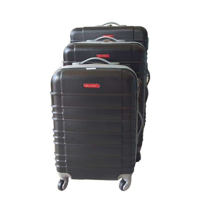 SMTE 3 Piece Holiday Luggage Set - Black - Black with keychain