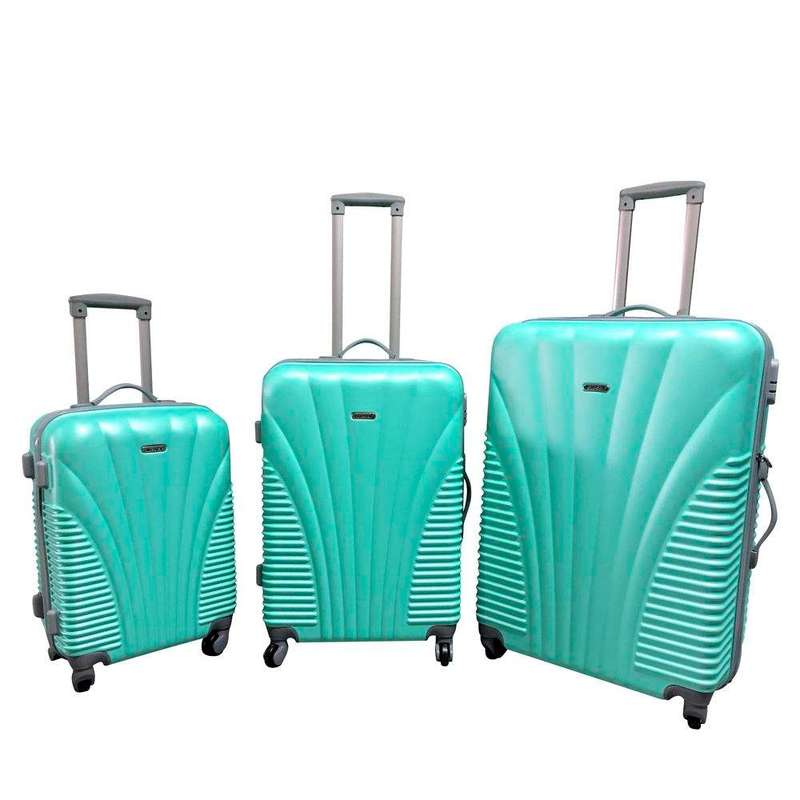 SMTE 3 Piece Blue Star Luggage Set - Applegreen with keychain