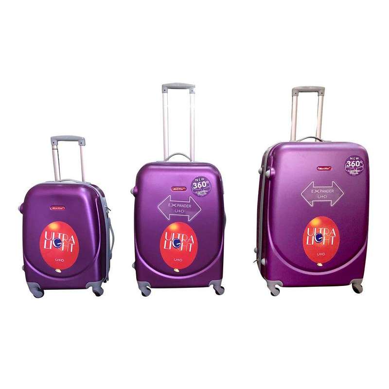 SMTE 3 Piece Lightweight Luggage Set - Purple with keychain
