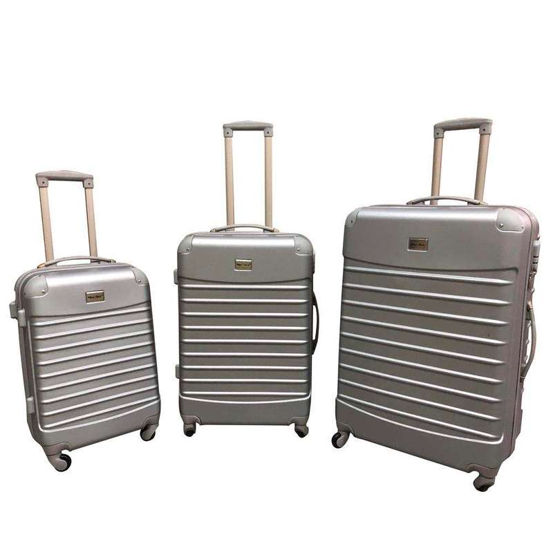SMTE 3 Piece Luggage Set  - Green - Silver with keychain