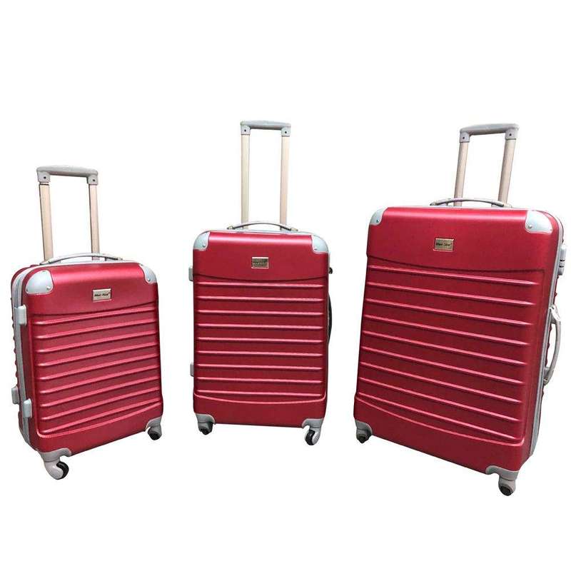 SMTE 3 Piece Luggage Set  - Green - Red with keychain