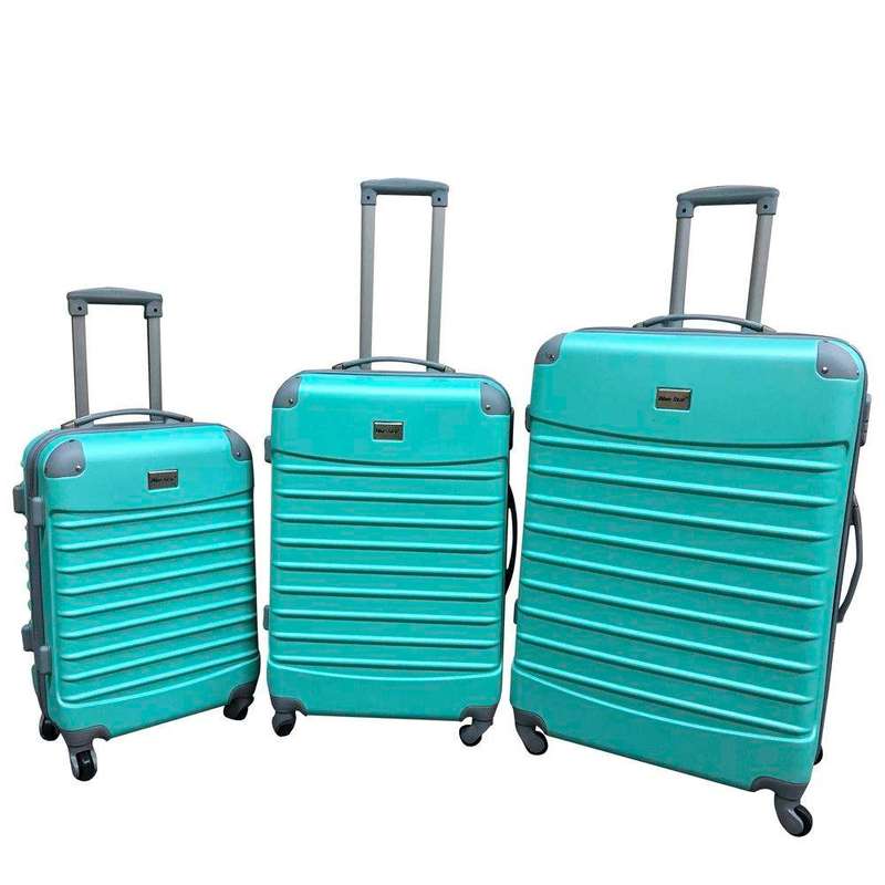 SMTE 3 Piece Luggage Set  - Green - Applegreen with keychain