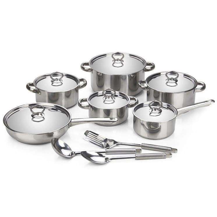 SMTE Set Of 15 Piece Stainless Steel Cookware with keychain