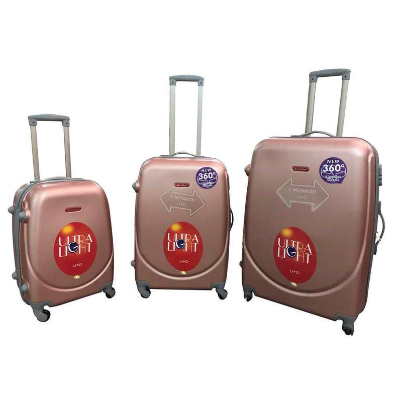 SMTE 3 Piece Lightweight Luggage Set - Rose Gold with keychain