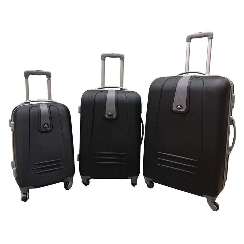 SMTE 3 Piece Sleek Luggage Set - Black with keychain