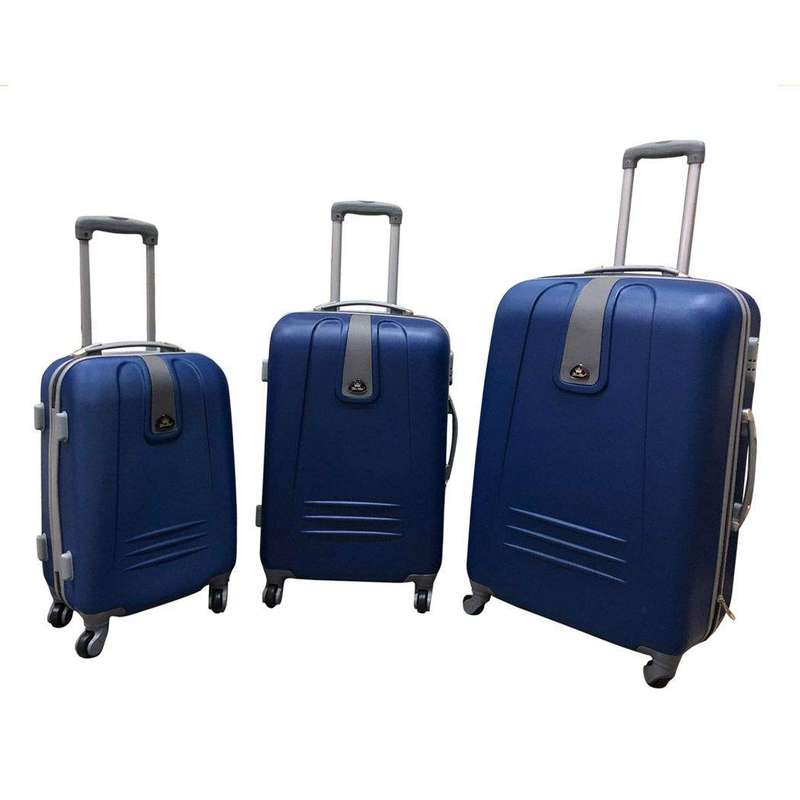 SMTE 3 Piece Sleek Luggage Set - Blue with keychain