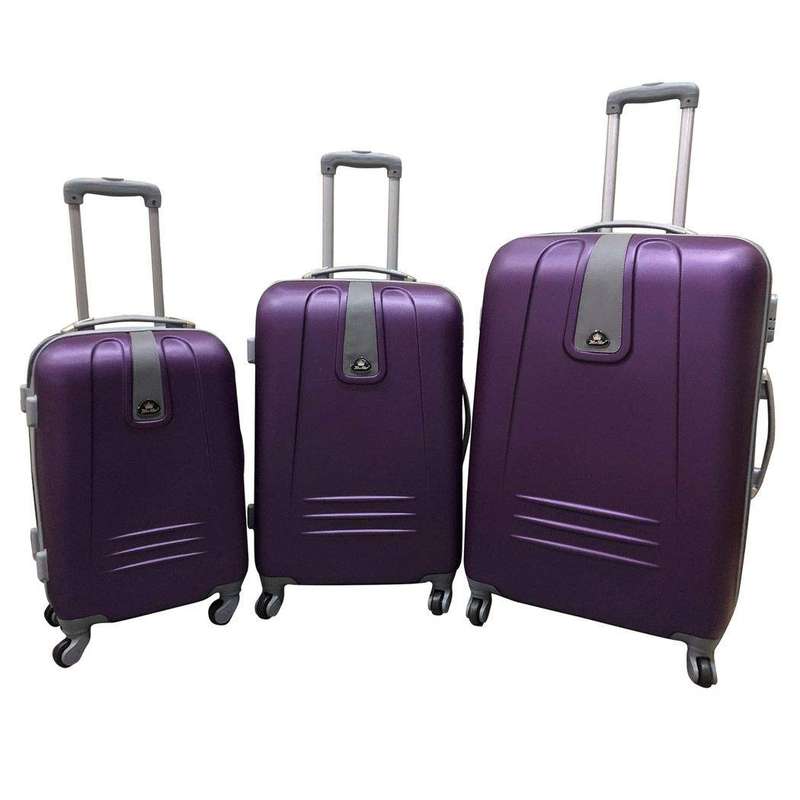 SMTE 3 Piece Sleek Luggage Set - Purple with keychain
