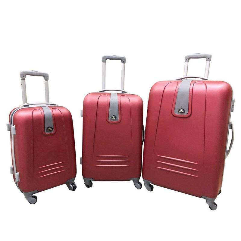 SMTE 3 Piece Sleek Luggage Set - Red with keychain