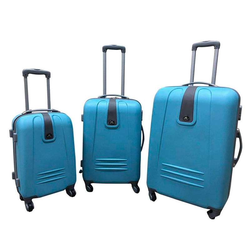 SMTE 3 Piece Sleek Luggage Set - Sky Blue with keychain