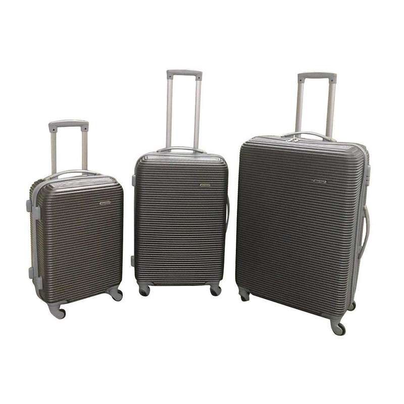 SMTE 3 Piece Hard Outer Shell Luggage Set - Brown with keychain
