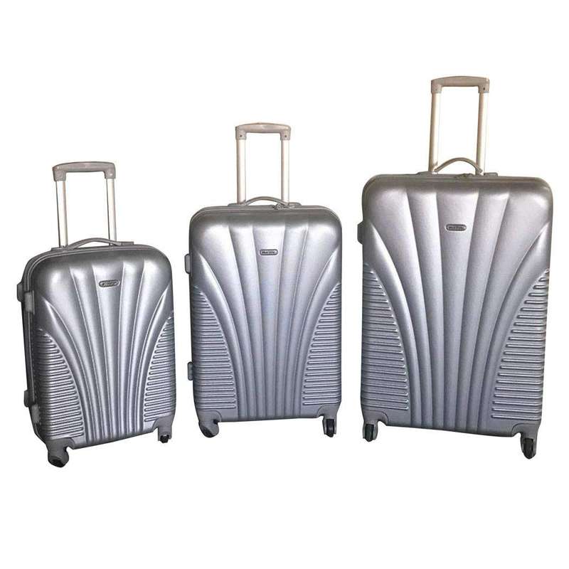 SMTE 3 Piece Blue Star Luggage Set - Silver with keychain