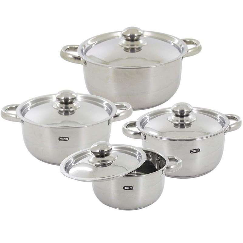 SMTE 8 Piece Stainless Steel Cookware Set with keychain