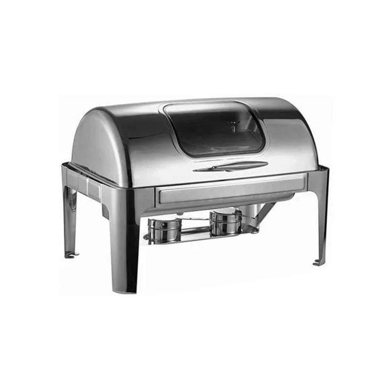 SMTE Rectangular Roll Top Stainless Steel 10 Liter Chafing Dish With Window with keychain