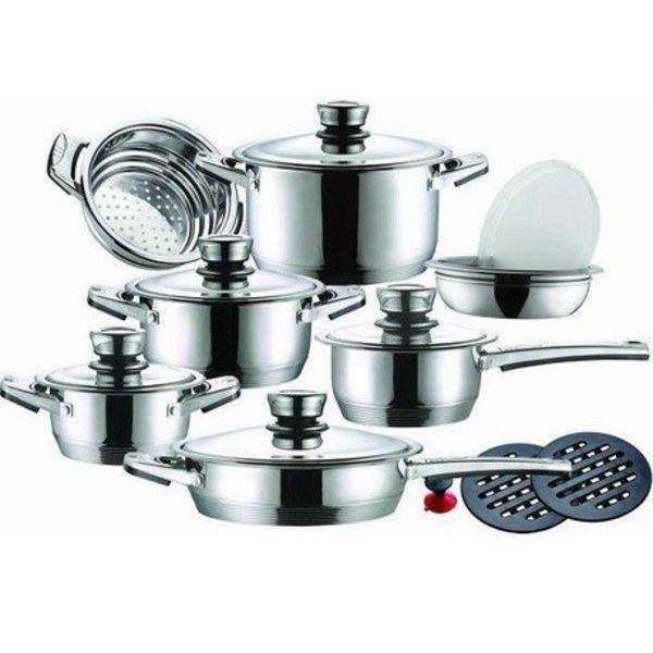 SMTE Optic Stainless Steel Cookware Set -16 Piece with keychain