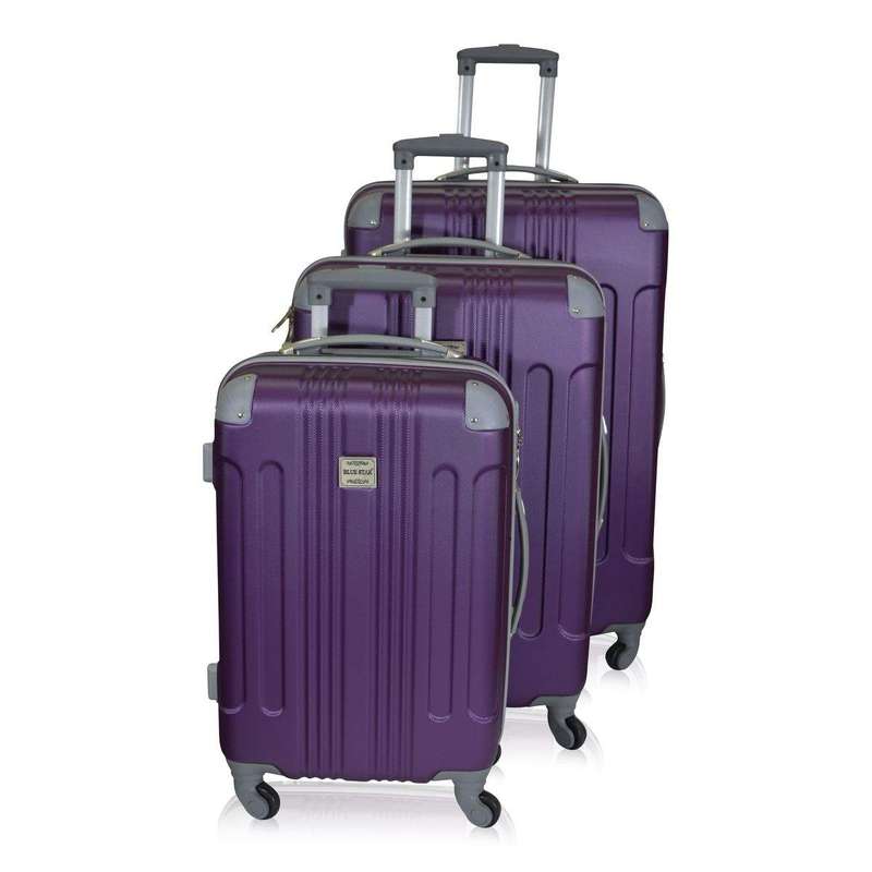 SMTE 3 Piece Hard Outer Shell Lightweight Luggage Set - purple with keychain