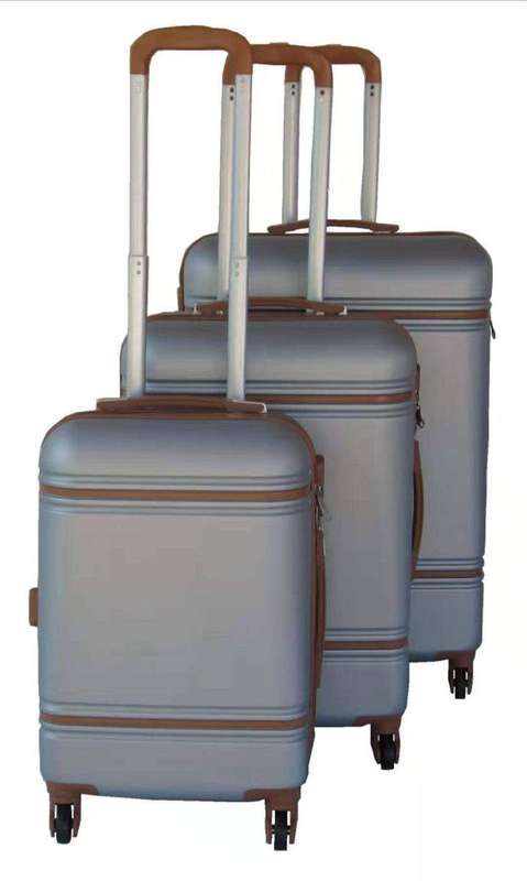 SMTE 3 Piece Nexco Travel Luggage Bag Set - Silver with keychain