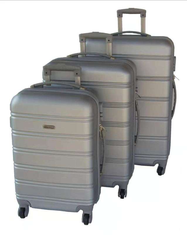 SMTE 3 Piece Premium Travel Luggage Bag Set - Silver with keychain