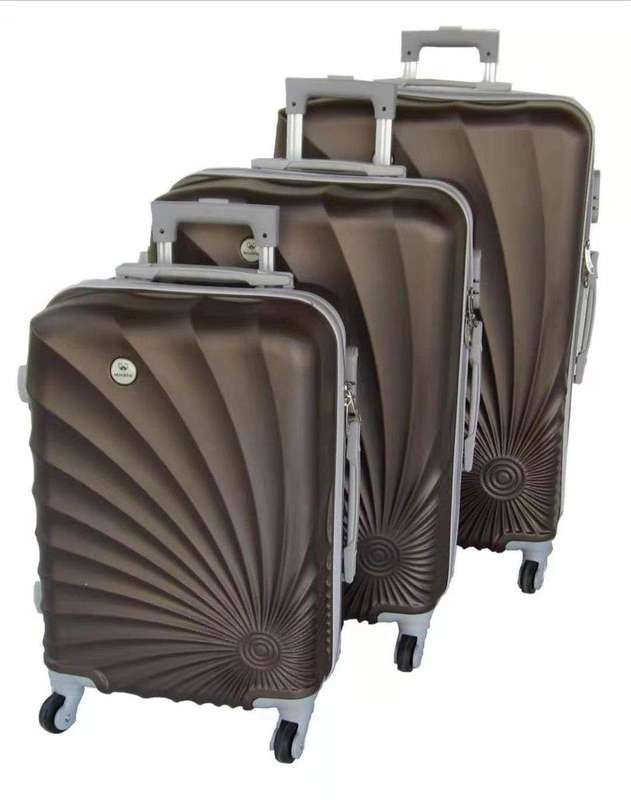 SMTE 3-Piece Spiral Travel Luggage Bag Set - Brown with keychain