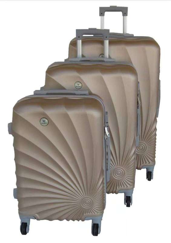 SMTE Mooistar 3 Piece Spiral Travel Luggage Bag Set - Gold with keychain