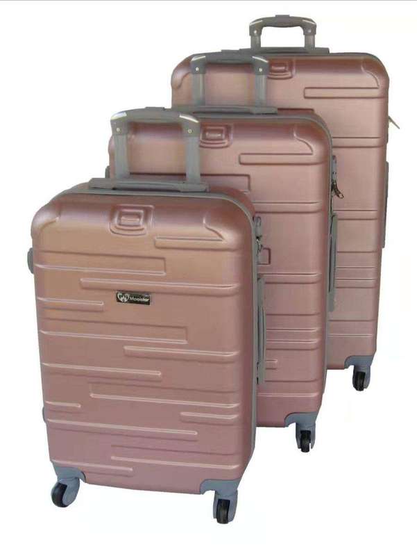 SMTE 3 Piece Holiday Travel Luggage Bag Set - Rose Gold with keychain