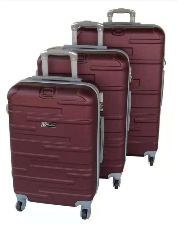 SMTE 3 Piece Holiday Travel Luggage Bag Set - Maroon with keychain