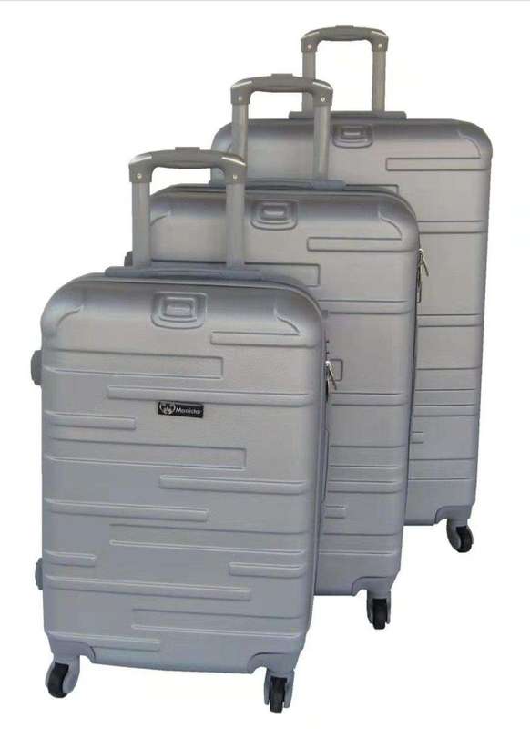SMTE 3 Piece Holiday Travel Luggage Bag Set - Silver with keychain