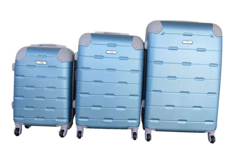 SMTE 3 Piece Luggage Set - Light Blue with keychain